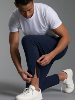 Freizeithose mit Bein-Reißverschluss Navy