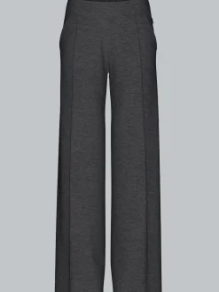 Freizeithose mit weitem Bein und hohem Bund Anthrazit-melange
