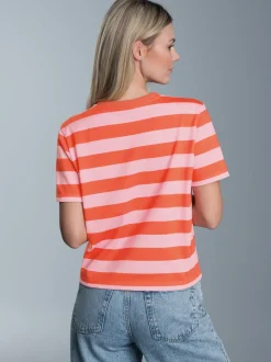 Heavy Oversized Shirt mit Ringelmuster Peach
