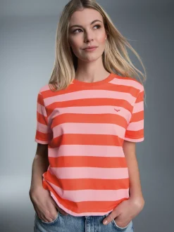 Heavy Oversized Shirt mit Ringelmuster Peach