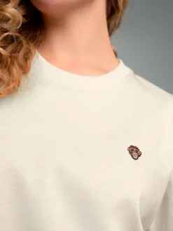 Heavy Oversized T-Shirt mit Affe Charly-Stickmotiv Natur