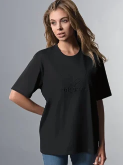 Heavy Oversized T-Shirt mit 3D-Motiv Schwarz