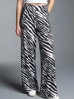Hüfthose mit Allover-Zebramuster Weiss