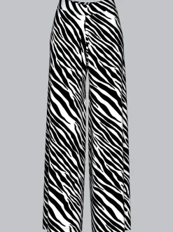 Hüfthose mit Allover-Zebramuster Weiss