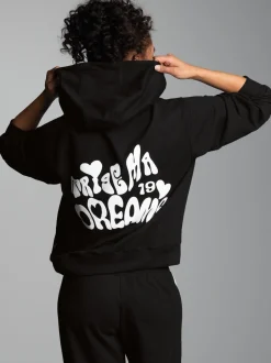 Hoodie mit großem Rückenprint Schwarz