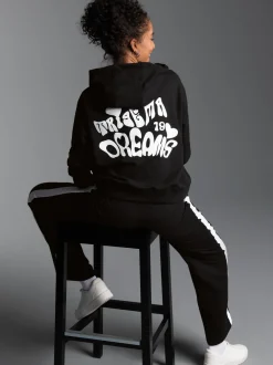 Hoodie mit großem Rückenprint Schwarz