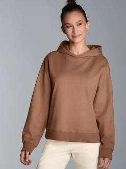 Hoodie mit großem Rückenprint Haselnuss