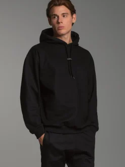 Hoodie mit modischem Logo-Weblabel Schwarz