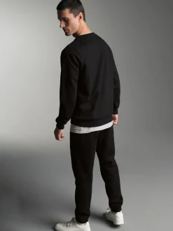 Jogginganzug in weicher Sweat-Qualität Schwarz