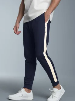 Jogginghose mit kontrastfarbigen Seitenstreifen Navy