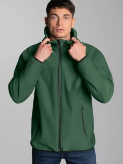 Klassische Softshell–Kapuzenjacke Efeu