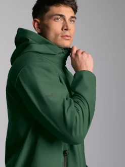 Klassische Softshell–Kapuzenjacke Efeu