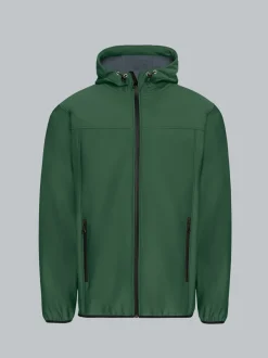 Klassische Softshell–Kapuzenjacke Efeu