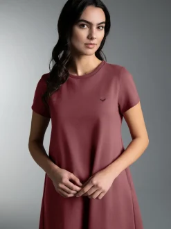 Kleid in Piqué-Qualität Mahagoni