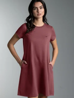 Kleid in Piqué-Qualität Mahagoni