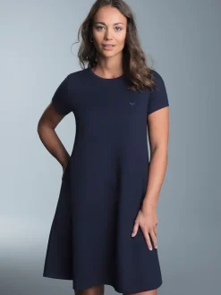 Kleid in Piqué-Qualität Navy