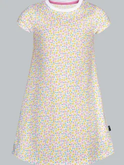 Kleid mit Allover Blumen-Print Weiss
