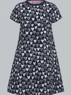 Kleid mit süßen Herz Motiven Navy