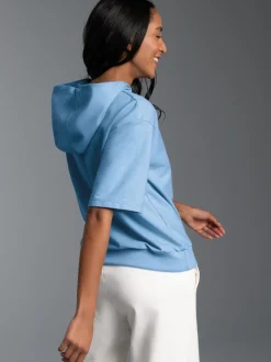 Kurzarm Hoodie Iceblue-melange