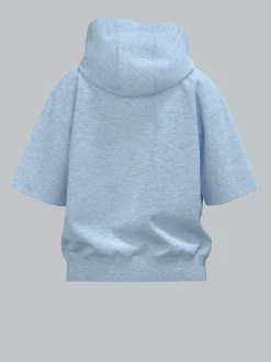 Kurzarm Hoodie Iceblue-melange