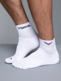 Kurze Sportsocken mit trigema Schriftzug Weiss