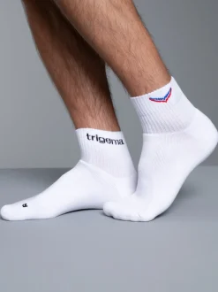 Kurze Sportsocken mit trigema Schriftzug Weiss