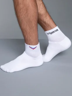 Kurze Sportsocken mit trigema Schriftzug Weiss
