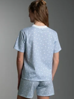 Kurzer Pyjama mit Allover "Punkt" Muster Horizont