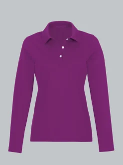 Langarm Poloshirt Brombeer