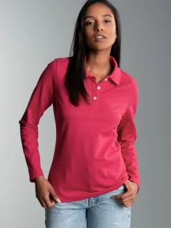 Langarm Poloshirt Koralle