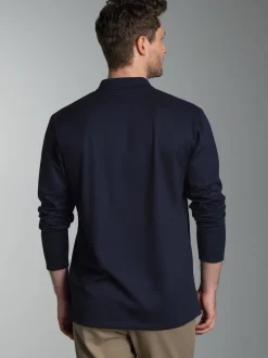 Langarm Poloshirt mit Armbündchen Navy
