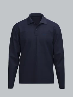 Langarm Poloshirt mit Armbündchen Navy