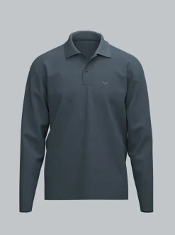 Langarm Poloshirt mit Armbündchen Anthrazit