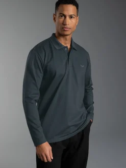 Langarm Poloshirt mit Armbündchen Anthrazit
