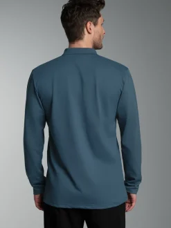 Langarm Poloshirt mit Armbündchen Jeans-melange