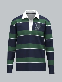 Langarm Poloshirt mit Ringelmuster Navy