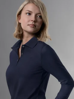 Langarm Poloshirt Navy