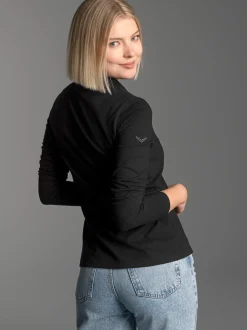 Langarm Poloshirt Schwarz
