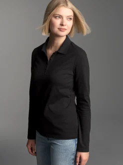 Langarm Poloshirt Schwarz