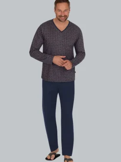 Langarm Schlafshirt mit Paisley-Muster Navy