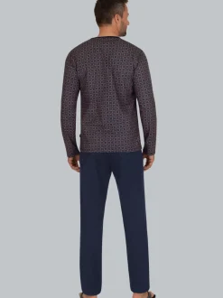 Langarm Schlafshirt mit Paisley-Muster Navy