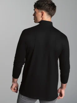 Langarm Shirt mit Stehkragen Schwarz