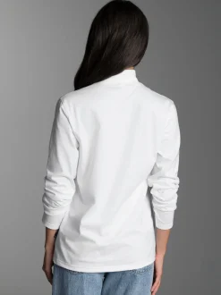 Langarm Shirt mit Stehkragen Weiss