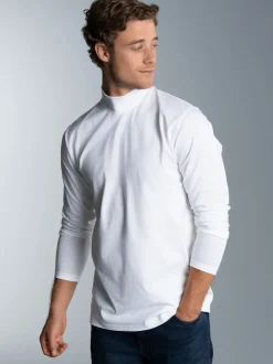 Langarm Shirt mit Stehkragen Weiss