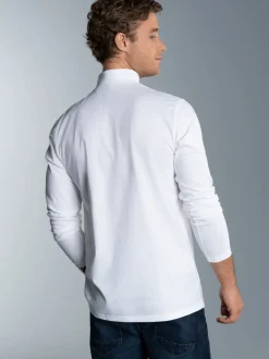 Langarm Shirt mit Stehkragen Weiss