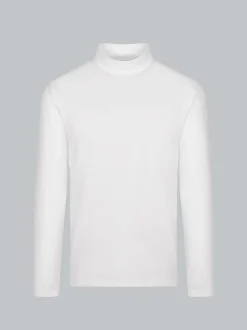 Langarm Shirt mit Stehkragen Weiss