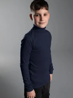 Langarm Ski- und Sport-Rollkragenpullover Navy
