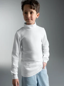 Langarm Ski- und Sport-Rollkragenpullover Weiss