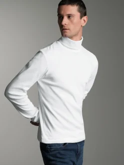 Langarm Ski/Sportrollkragenpullover Weiss