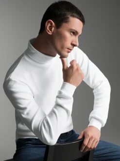 Langarm Ski/Sportrollkragenpullover Weiss